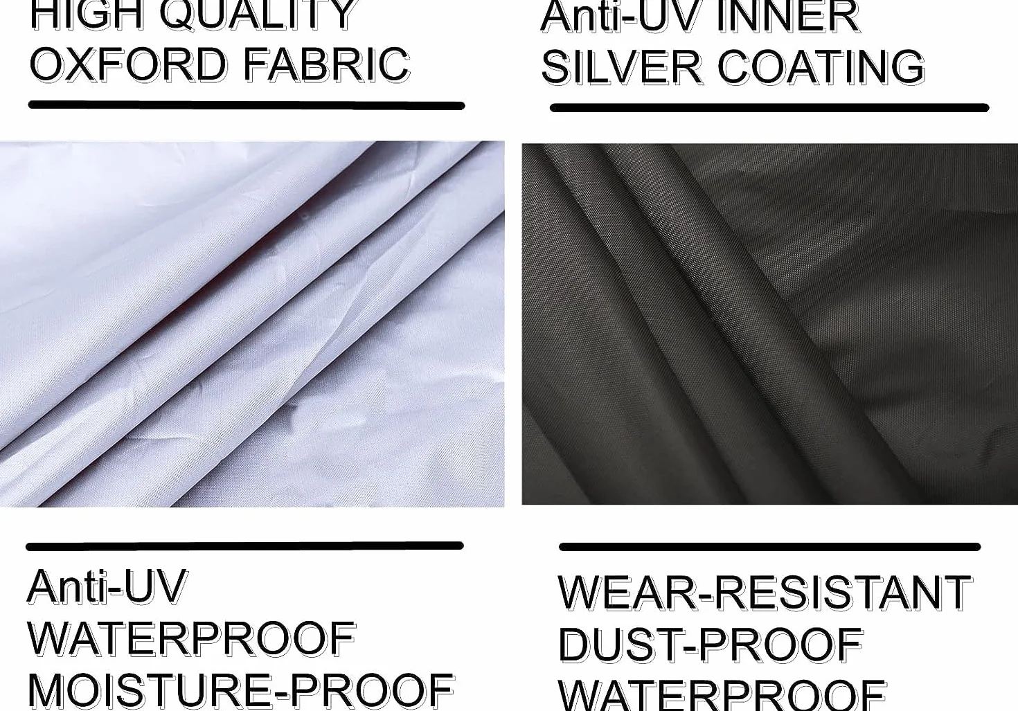 Sac de Rangement pour Meubles de Jardin, Tissu Oxford Imperméable Résistant aux UV Et Résistant aux Déchirures avec Poignée de Transport et Sac de Rangement Inclus (Noir, 173x76x51cm)