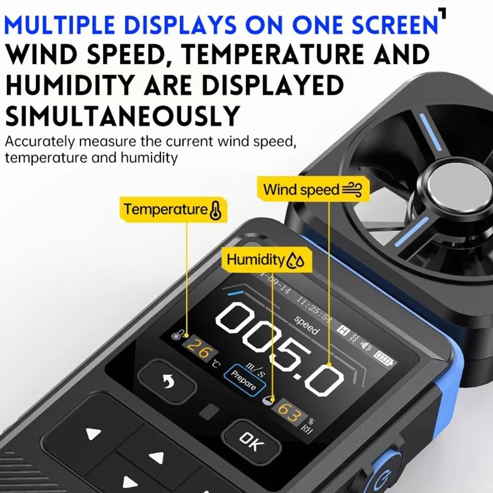 FAM-02 Thermomètre hygromètre portable professionnel 3 en 1 numérique avec enregistrement de courbes, alarme sonore et vibration pour CVC