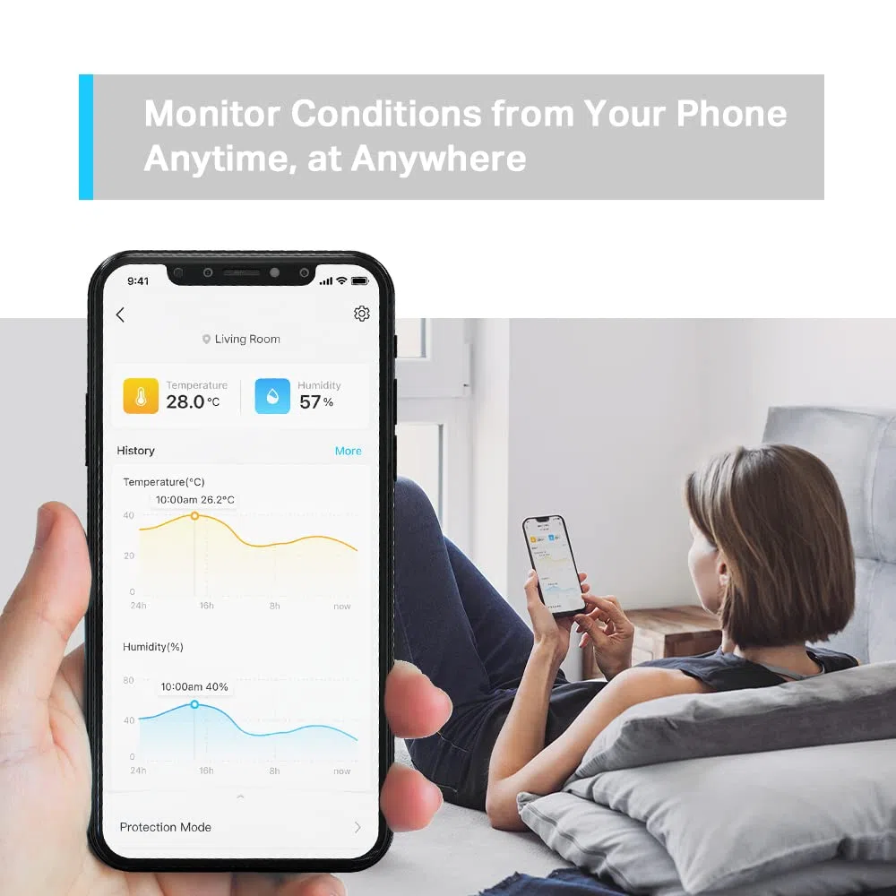 Tapo Hygromètre intelligent, thermomètre et hygromètre, stockage de données gratuit, notifications en temps réel, batterie incluse, fonctionne avec Alexa et Google Home, concentrateur Tapo requis