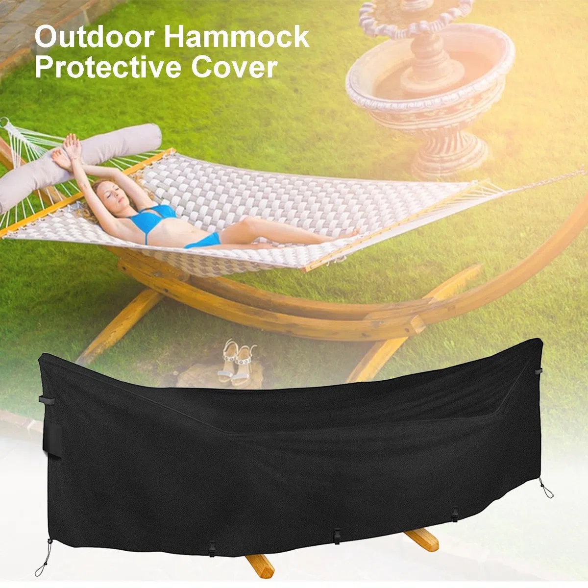 Housse de Hamac Robuste, Imperméable, Protection UV, Anti-Poussière, pour Extérieur, Noir