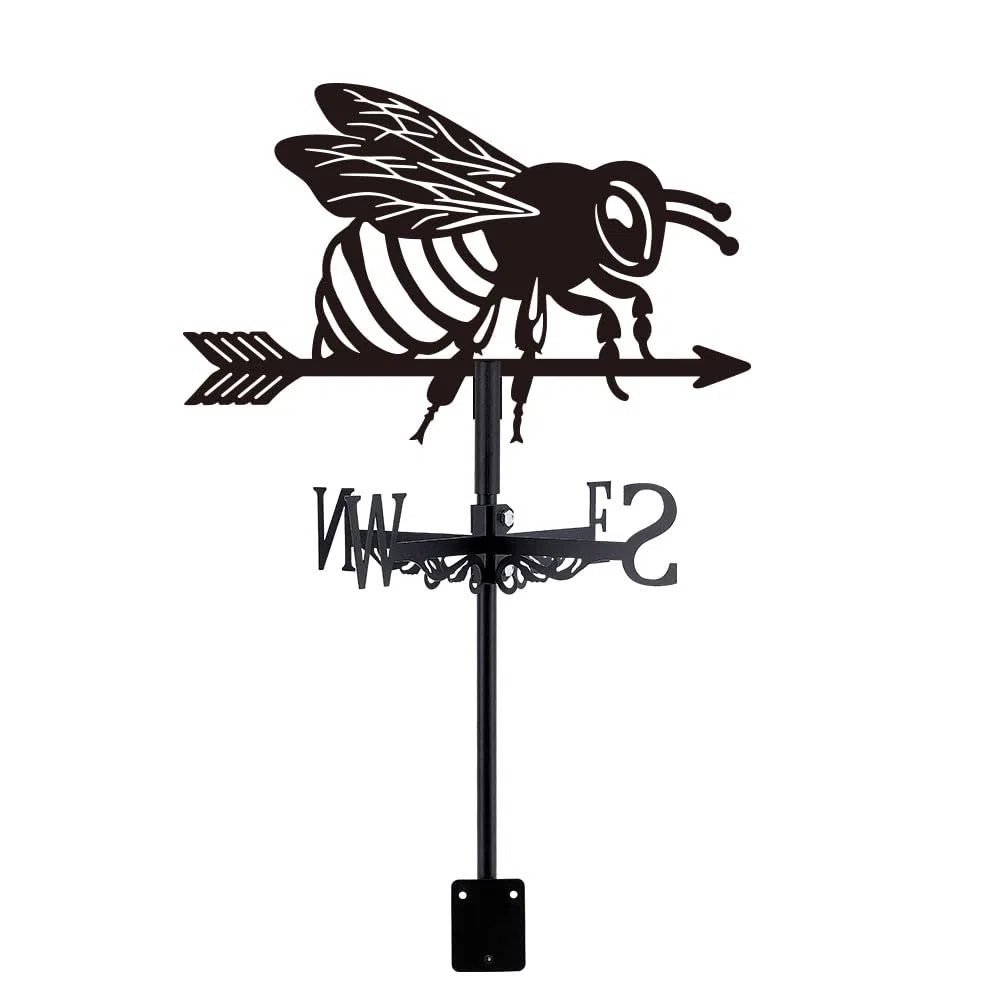 SUPERDANT 1 Ensemble de Girouette en Fer Forgé Noir à Motif Abeilles Girouettes en Fer Indicateur de Vent Girouette de Jardin Exterieur Prêt à Cadeau Adapté aux Patios Maisons et Abris