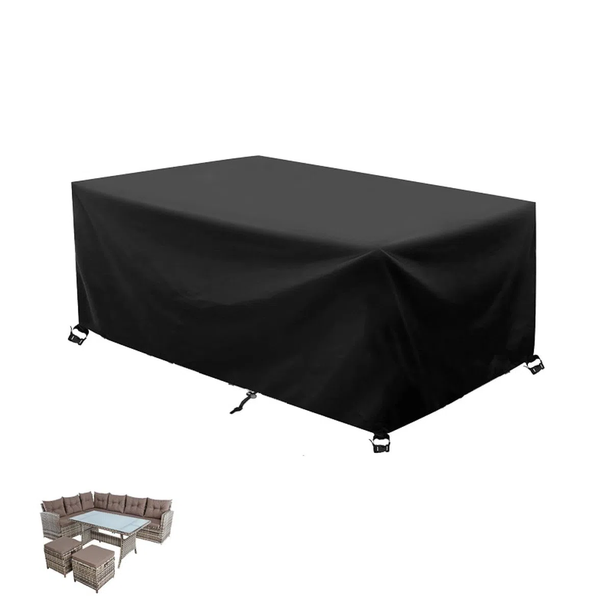 Bache Table Exterieur 160x110x80cm/LxWxH Housse de Table Jardin Imperméable,Housse de Protection Bâche Salon de Jardin Exterieur, Anti-UV 600D Tissu Oxford avec Boucles Et Cordon De Serrage