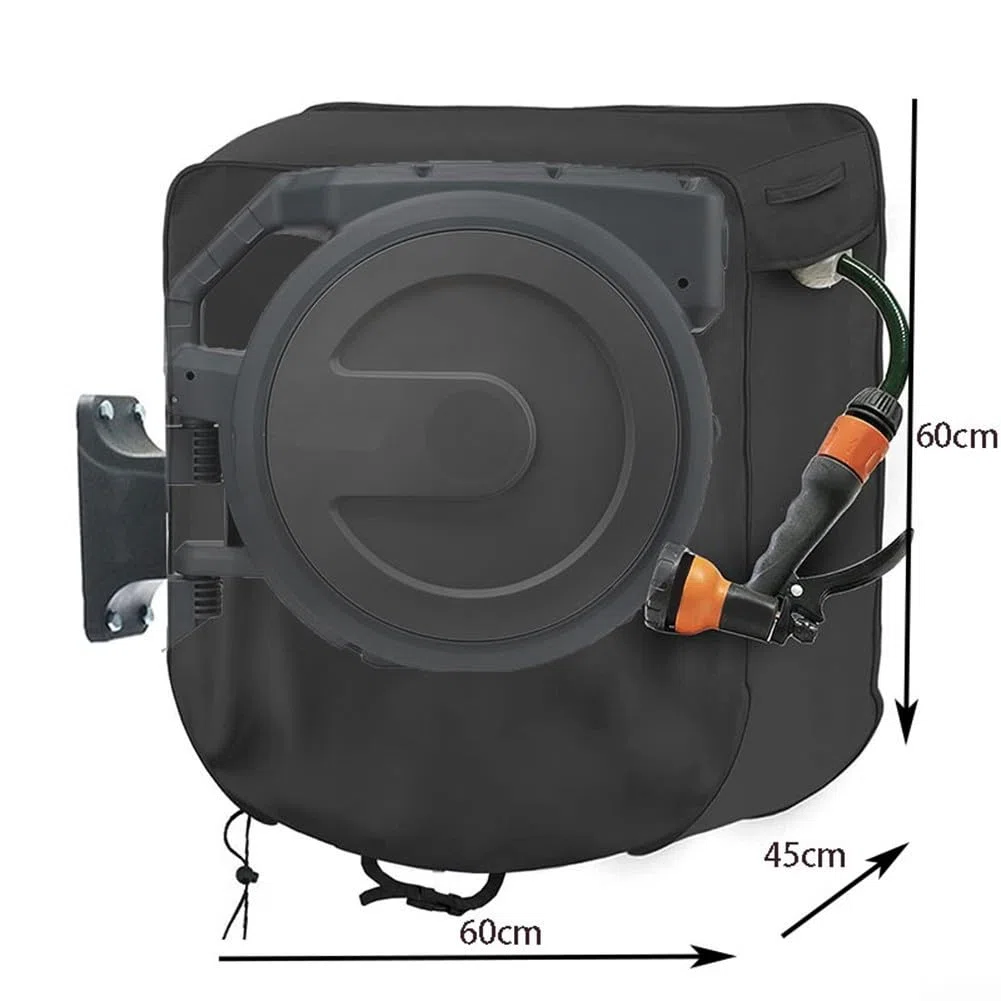 Housse de protection murale pour dévidoir de tuyau d'eau, imperméable, écran 420D, carrée, pour votre tuyau d'arrosage et dévidoir 60 x 45 x 60 cm