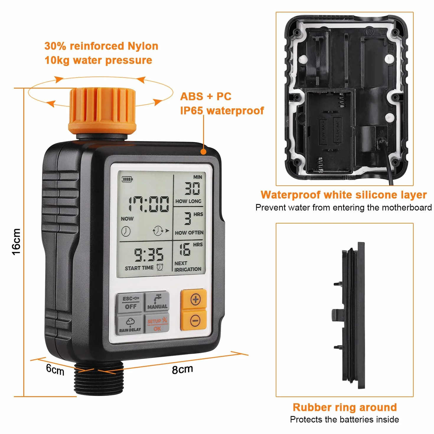 Johgee Programmateur Arrosage Automatique Minuteur Arrosage Goutte à Goutte, Imperméable et Utilisé à l'extérieur, Modes Multiples, 3" écran LCD, Irrigation pour Jardin Ferme Pelouse Fleur