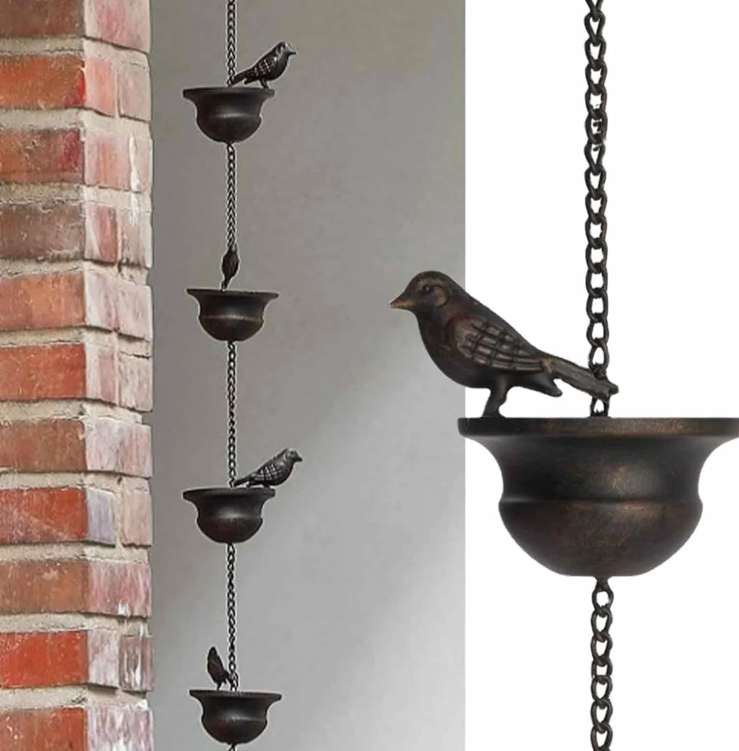 Chaîne d'eau de Pluie | Chaîne de gouttière | Chaîne de Pluie Suspendue | Cloches de Pluie suspendues, Décoration de gouttière pour évacuer l'eau pour Le Attrape-Pluie en Plein air