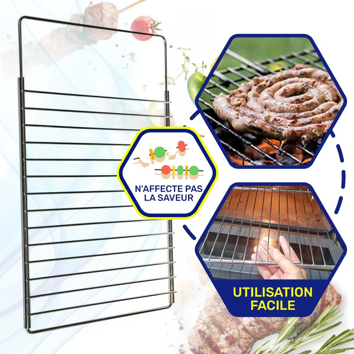 Grille de barbecue coulissante de 38 cm à 64 cm x 32 cm en acier inoxydable chromé et équipée de vis à tête fraisée et clé de montage – Fabriqué en Italie – Garantie 10 ans MONTERAL