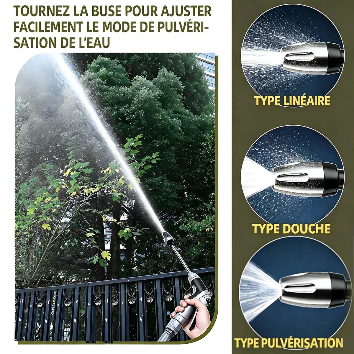 Jetterix Haute Pression Portable – 2026 Nouveau jetterix Pistolet de Nettoyage Puissant 15x avec Buse Multi-Angle pour Voiture, Terrasse et Gouttière (1 pcs)