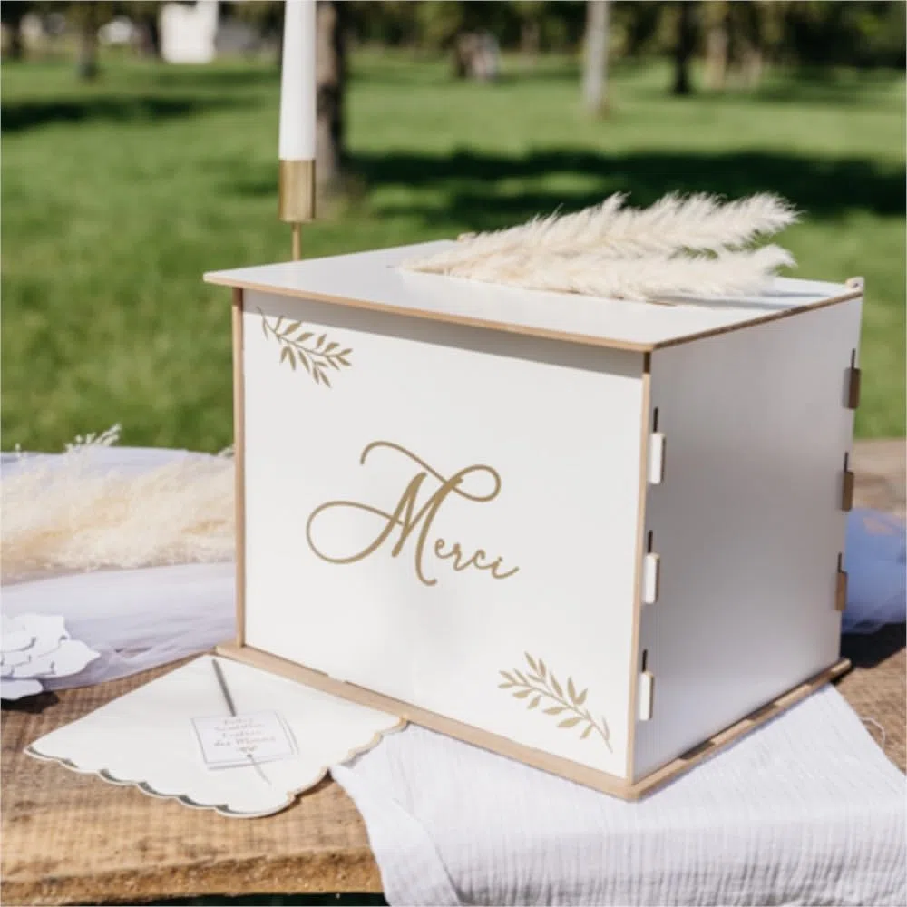 Artifetes Générique - URNE Bois Merci RÉUTILISABLE 30X23.5X23.5CM Blanc