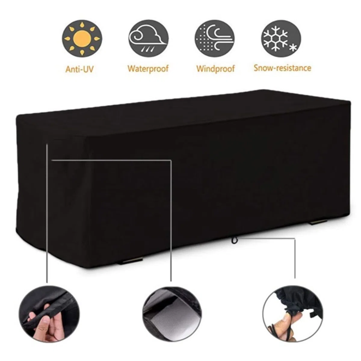 Couverture de boîte de pont, Exterieur Jardin Rangement MAGT Patio Deck Box Couverture de jardin boîte de rangement Housse étanche pliable Oxford transpirant Tissu extérieur Housse 123x62x55cm (Noir)