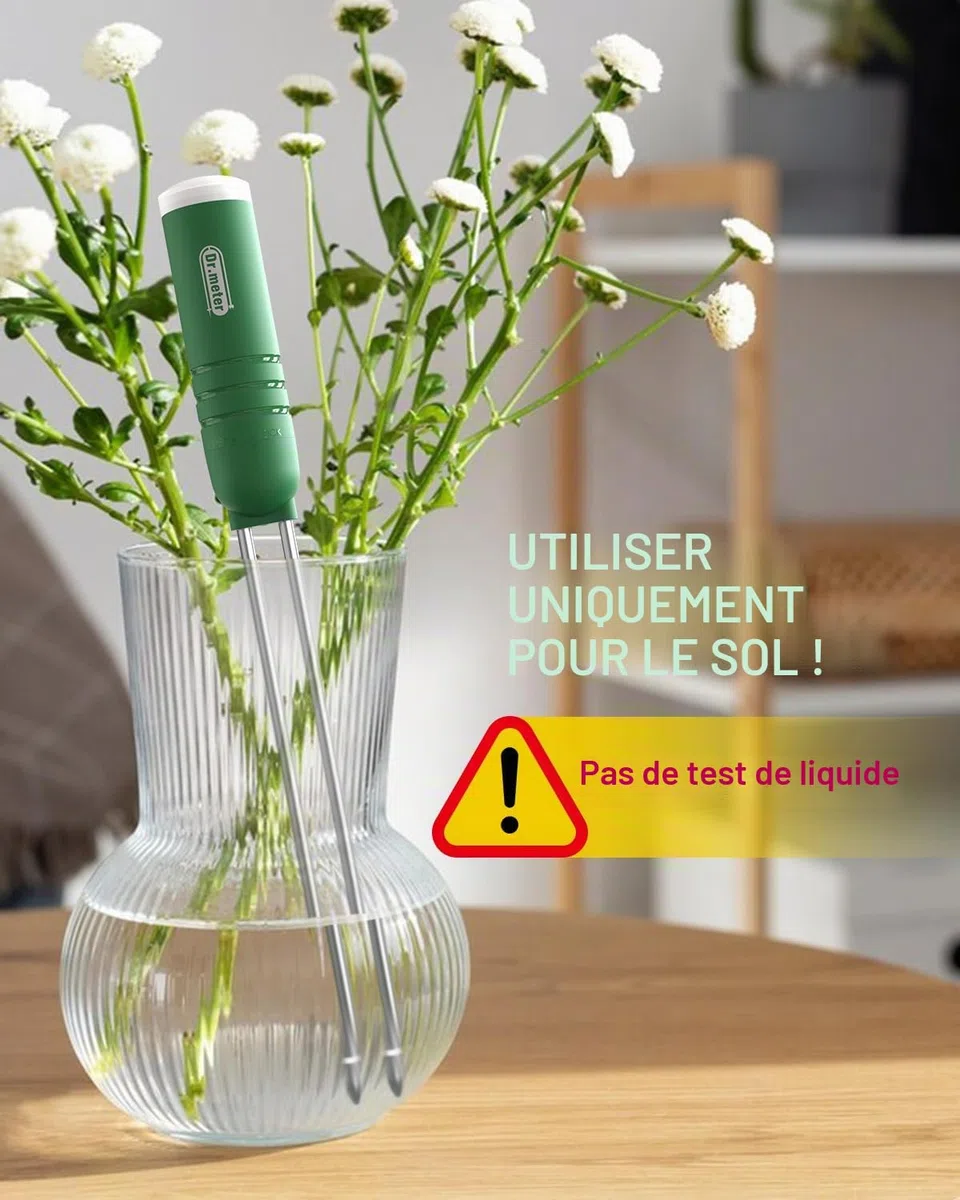Dr.meter Testeur Humidité Plante, 4 en 1 Hygrometre Plante Testeur de Sol/Température/Lumière/Heure avec écran LCD pour Jardin, Ferme, Plantes à Gazon Intérieur et Extérieur (Batterie Non Incluse)